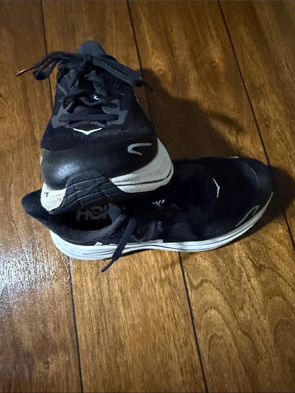 Hoka Black and White Road Running Shoes